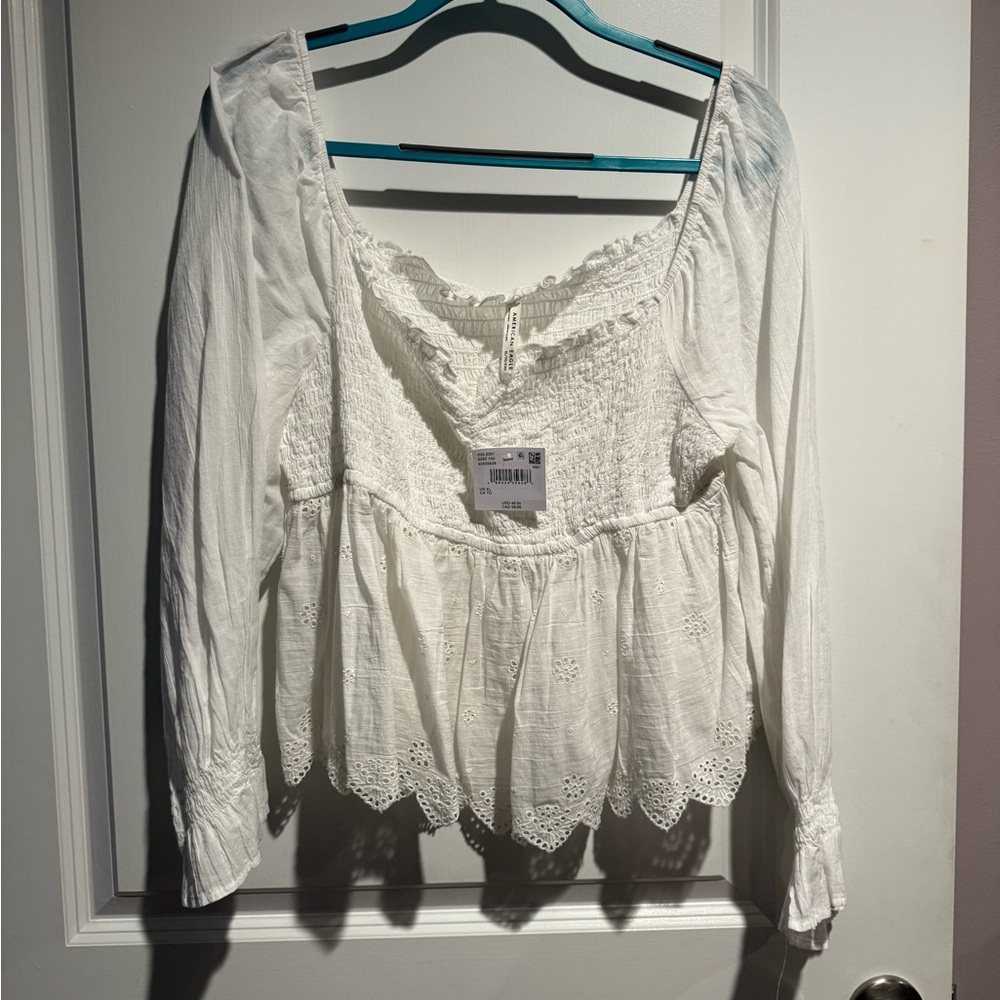 American Eagle Outfitters White Eyelet Blouse